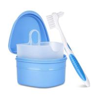 Denture Bath for CASE Cup Dental Tooth Box Holder Storage Soak Cleaning Container with BrushTH