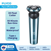 Flyco เครื่องโกนหนวดไฟฟ้าเซ็นเซอร์ FS926สมาร์ทสำหรับผู้ชายมีดโกนหนวดไฟฟ้ากันน้ำแบบชาร์จไฟได้พร้อมทริมเมอร์จอแสดงผล LCD (สีฟ้า)