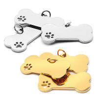 100PCS Stainless Steel Bone ID Tag Cat Dog Paw Collar Accessories Decoration Engraving CollarsDog Multi-Function Plate