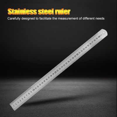 【YF】۩♤  Sided Measuring Metal Ruler Office Stationery Drafting Accessory15-40cm