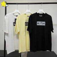 ผู้ชายผู้หญิงฤดูร้อนฤดูใบไม้ผลิสบายๆหลวม Kith กล่องโลโก้ TEE คุณภาพดีที่สุดสีดำสีขาว apricot Kith T เสื้อภายใน Tags