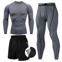 Compression Fitness Training Suit Mens MMA Rashguard Tights Base layer Shorts+leggings 1-3 Piece Suit Running skins Jogging Set