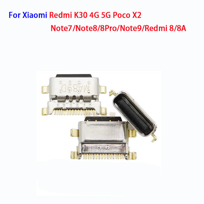 ปลั๊กคอนเนคเตอร์ชาร์จพอร์ตปลั๊กไมโคร USB Type C ของแท้ใหม่สำหรับ Xiaomi Redmi ที่ K30 4G 5G Poco X2 Note7/Note8/8Pro/Note9/Redmi 8/8A