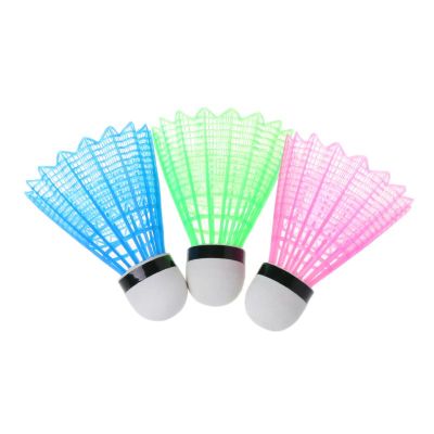 3pcs LED Luminous Badminton Dark Night Colored Plastic Foam Glowing Shuttlecocks Y51D