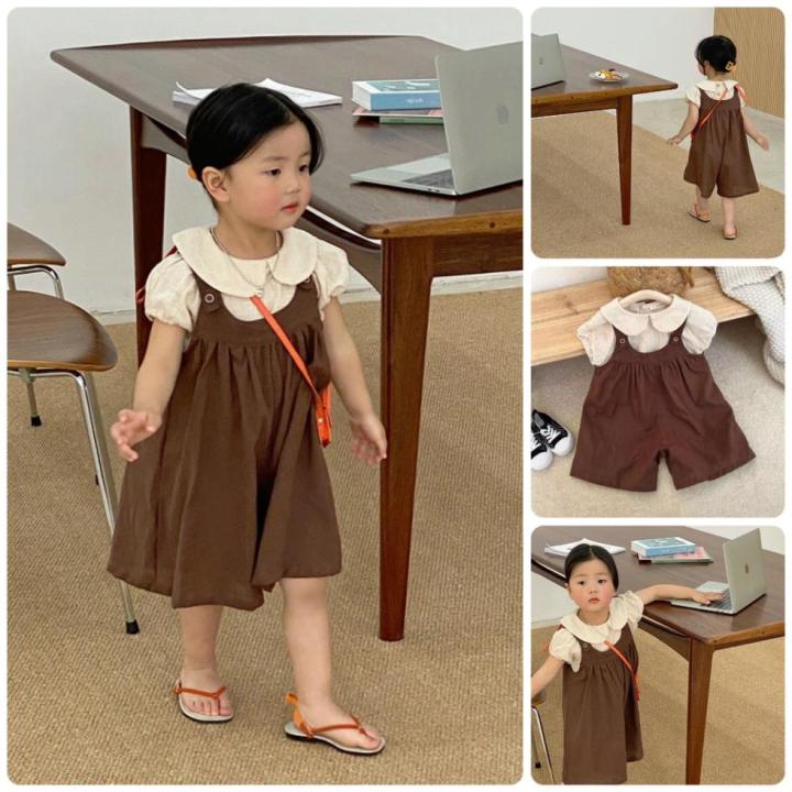 IAV6 Size90-130 (9-28kg) nguyên set váy yếm+áo linen cho bé gái ...