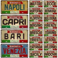 Artisian ITALY License Plate City State Tin Plaque Landmark Metal Sign Wall Decor Garage Bar Pub Club Hotel Cafe Kitchen Home