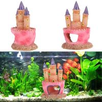 【LZ】✉♤  Pink Princess Castle Aquário Decorações Resina Torre ornamentos Fish Tank Decoração Home Pet Shop