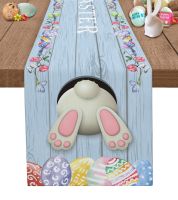 【LZ】۩❡◈  Cartoon Rabbit Butt Feet Rabbit Egg Blue Table Flag Family Dinner Wedding Party Decoration Table Flag Home Decoration