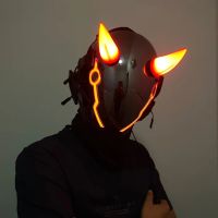 Red OX Horn Cosplay Hellboy II Abel Murloc Mask Helmet LED Light Masks Halloween Holiday Props