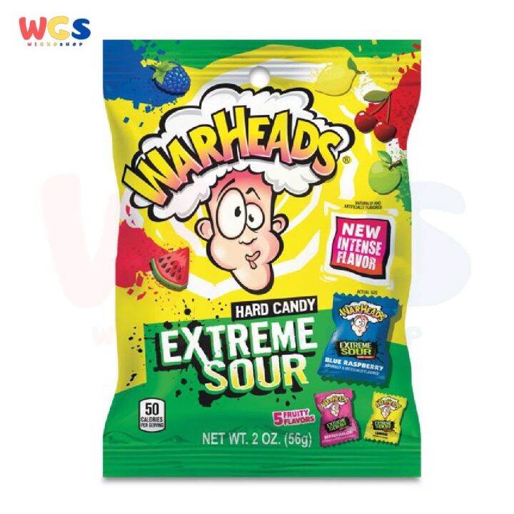 Permen Warheads Hard Candy Extreme Sour New Intense 5 Flavor 2oz 56g ...