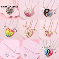 New 2 Pcs/Set Fashion Cartoon Cute Best Friends Love Couple Pendant Necklace Broken Heart BFF Good Friends Friendship Jewelry