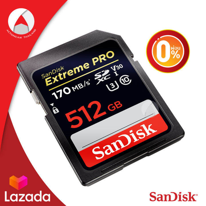 ผ่อน-0-sandisk-extreme-pro-sd-card-512gb-ผ่อนนานสูงสุด-6-เดือน-sdxc-ความเร็ว-อ่าน-170mb-s-เขียน-100mb-s-sdsdxxy-512g-gn4in-เมมโมรี่-การ์ด-แซนดิส-ประกัน-lifetime-โดย-synnex-สีดำ-กล้อง-ถ่ายถาพ-4k-60fps