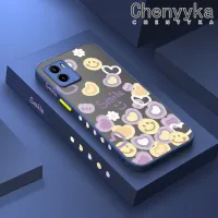 เคส Chenyyka สำหรับ VIVO Y15s Y15a เคส Y01ลายการ์ตูนยิ้มรักมีน้ำค้างแข็งโปร่งใสหัวใจแข็งขอบสี่เหลี่ยมด้านข้างแบบแข็งลายกล้องปลอกซิลิโคนเคสนิ่มเพื่อการป้องกัน