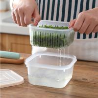 Multifunctional Double-layer Drain Basket With Lid Used For Washing Vegetables and Fruits / Refrigerator Fresh Food Storage Box