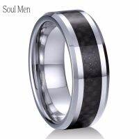 8mm Newest White Tungsten Carbide Ring with Black Carbon Fiber Inlay Comfort Fit Boy &amp; Girl Promised Wedding Band Classic Style