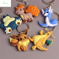 พวงกุญแจอนิเมะพวงกุญแจถุง Kado Ulang Tahun พีวีซี BIUAN Vulpix Eevee Snorlax Charizard พวงกุญแจห้อยกระเป๋า Pokemon