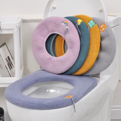 【LZ】◇  Engrossado de malha almofada do assento do toalete com alça quente tampa de assento do toalete tapete do banheiro macio lavável closestool warmer