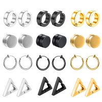 1 Pairs Gothic Fake Ear Clip Hoop Earrings for Men and Women Stainless Steel Painless Non Piercing Fake Earrings Jewelry Gifts