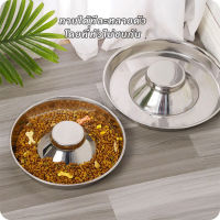 ชาม ชามอาหารสัตว์เลี้ยง pet food bowl สแตนเลส  (มีแท่นตรงกลาง) ช่วยดันให้อาหารอยู่ที่ขอบเสมอ ชามแมว สุนัข ที่ให้อาหารแมว