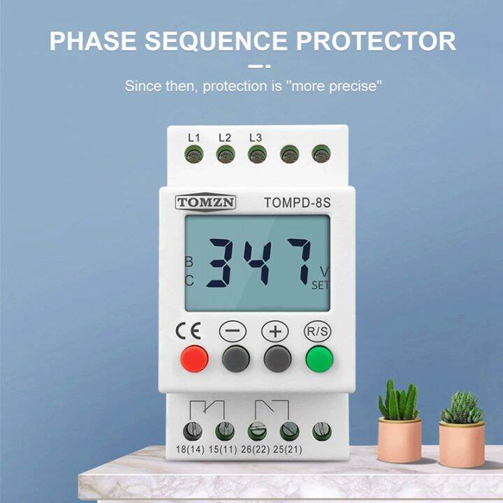 tomzn-3-phase-din-rail-voltage-relay-adjustable-under-over-voltage-protector-voltage-monitoring-protection-relay-tompd-8s