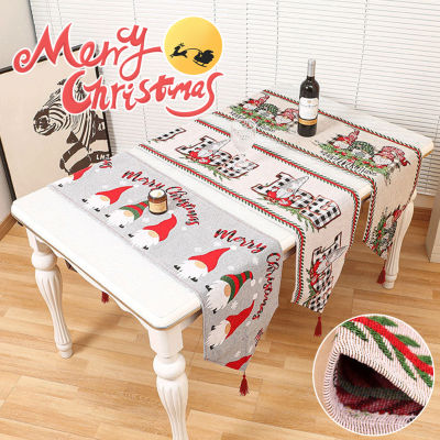 [จัดส่งฟรี] 180X33ซม. ตกแต่งคริสต์มาส Table Runner โพลีเอสเตอร์โต๊ะรับประทานอาหาร Runner ซานตาคลอส Snowman สำหรับตกแต่งบ้านในร่มกลางแจ้ง