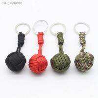 ℡ Outdoor Umbrella Rope Braided Keychain Accessories Military Self-defense Tool Steel Ball Keyring Hand-braided Keychains Pendant