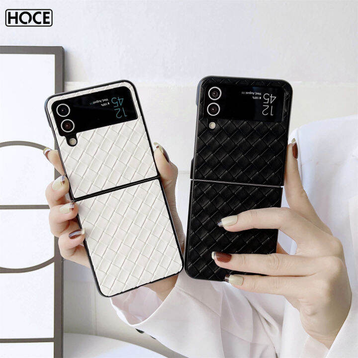 hoce-luxury-ins-ย้อนยุคเกาหลีทอเคสโทรศัพท์มีลายสำหรับ-samsung-galaxy-z-flip-3-flip-4-5g-soft-back-shockproof-cover-สำหรับ-zflip3-zflip4กรณี