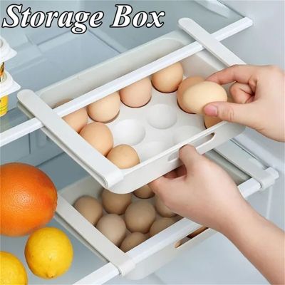 [สง่างาม] แขวนจัดห้องครัวตู้เย็นไข่ผลไม้กล่องเก็บลิ้นชักประเภทอาหาร Crisper อุปกรณ์ครัวตู้เย็นออแกไนเซอร์ชั้นวาง