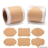 300pcs Kraft Paper Stickers Blank Handmade Sticker Adhesive Labels Scrapbooking Christmas Gift Package Envelope Jar Bottle Label