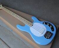 Factory sales 4-string electric bass sky-blue piano body white shield and white pickup which can be customized.