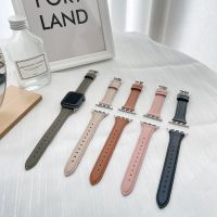 สายหนังเอวเล็กสำหรับนาฬิกา Apple 8 SE 7 Band 44Mm 45Mm 41Mm 40Mm 42Mm 38Mm สายรัดข้อมือ Correa I Watch Series 3 4 5 6 SE 7สายสเตนเลสสตีล