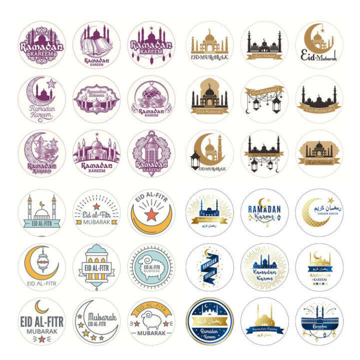 4x4cm Eid Festival Stickers 90pcs Eid Al-Fitr Candy Box Decoration Islamic  Festival Favor Label Seal Celebration Party Supplies brilliant 