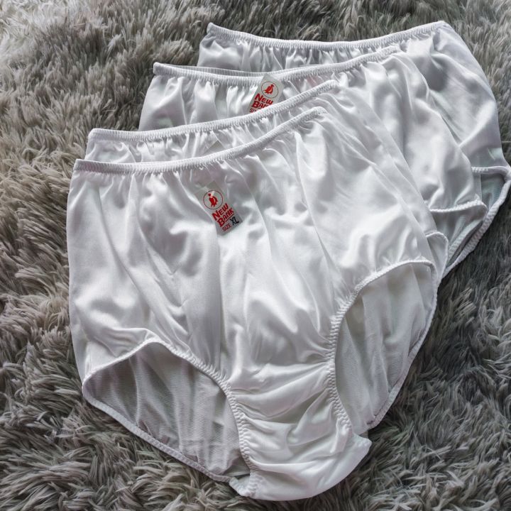กางเกงในผู้หญิง-ผู้ชาย-ไซส์ใหญ่-เต็มตัว-xl-สีขาว-แพ็ค4ตัว-ผ้าไนล่อน-ราคาโรงงาน-เอว-36-42-นิ้ว-แห้งเร็ว-white-underwear-nylon-full-briefs