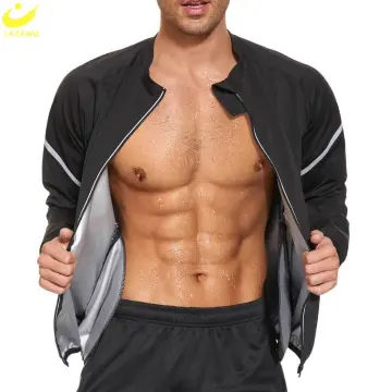 LAZAWG Sauna Jacket for Men Sweat Top Slimming Shirt Weight Loss