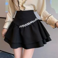 【CW】 white A line Skirt Women  39;s short 2023 slim waist korean style Female