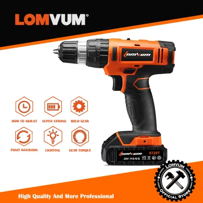 Lomvum 20 โวลต์ไฟฟ้าแบบชาร์จมัลติฟังก์ชั่คอนกรีตผนังสว่านไร้สายที่มีแบตเตอรี่ลิเธียมตราสารมินิแม่เหล็ก