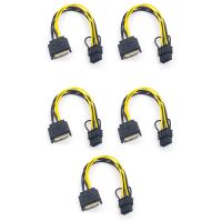 5PCS 15Pin SATA Male to 8Pin(6+2) PCI-E Power Supply Cable 20cm SATA Cable 15-Pin to 8 Pin 18AWG Wire for Graphic Card