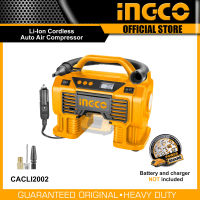 INGCO ปั้มลมไร้สาย ปั๊มลมมินิ ไร้สาย 20V  ที่สูบลมไฟฟ้า Lithium-Ion Auto Air Compressor (แถมฟรี แบตเตอร์รี่2แอป์1ก้อน แลพแท่นชาร์จ )  รุ่น CACLI20021