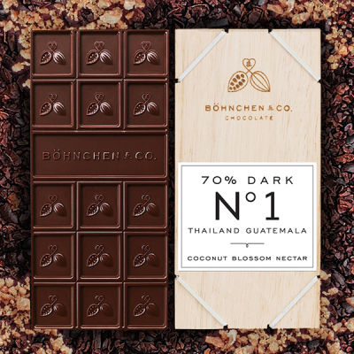 70% DARK BLEND N0.1 : CHOCOLATE WITH COCONUT SUGAR / ช็อกโกแลตผสมน้ำตาลมะพร้าว (ตรา เบอห์เชน แอนด์ โค.) / 50 กรัม