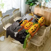 Halloween Pumpkin Print Polyester Rectangle Funny Tablecloth Living Room Decorative Dining Table Cloth TV Cabinet Cover Cloth