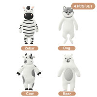 4 Pcs Cute Animal Shape Adhesive Wall Hooks Damage-Free Hanging Wall Hooks Towel Key Hook for Home Kitchen Bathroom Entrace Hall