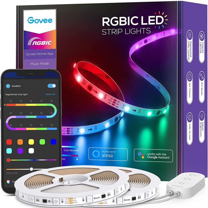  Govee 32.8ft RGBIC LED Strip Lights, WiFi Color