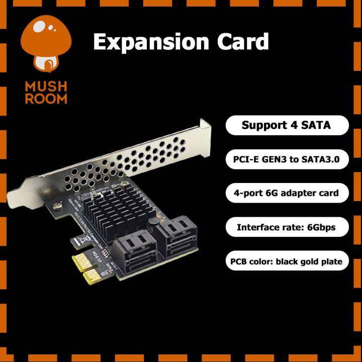 4 Port SATA III PCIe Card 6Gbps SATA 3.0 to PCI-e 1X Adapter with ...