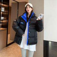 【cw】2022 Winter New Korean Style Loose Lapel Letter Splicing Cotton-Padded Coat for Women Thickened Casual Cotton-Padded Jacket Cotton Coat Jacket