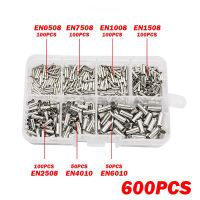hot✚  600Pcs Tin-coated Uninsulated Crimp Terminal 0.5mm2-6.0mm2 Bootlace Ferrules Cord End Electrical Wire Cable