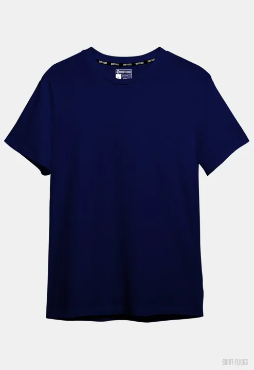 Shirtflicks Navy Blue Plain Shirt Printed Premium Cotton DTG Print ...