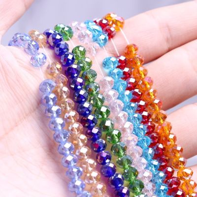 90Pcs 6mm Glass Crystal Rondelle AB Loose Faceted Beads Needlework Accessories for Jewelery Making