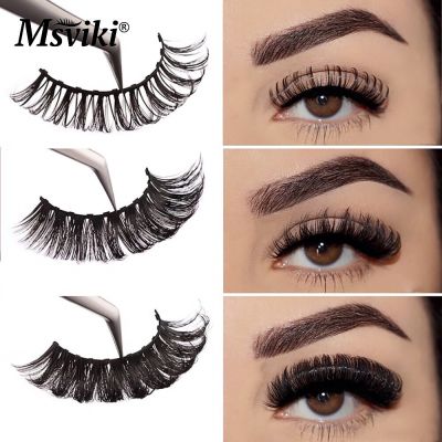 Fluffy DD Curl Colored Russian Strip Lashes Bulk Wholesale 1 Pair Natural Mink Lashes Extension Supplies False Eyelashes Makeup Cables Converters