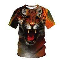 New 3D Tiger Print T Shirt for Men Summer Short Sleeve Tees Oversized Pullover O-Neck Hip Pop Tops Man Anime Casual Clothing