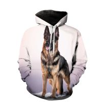 Sudadera con capucha con estampado 3D de perro pastor alemán para hombre y mujer, jersey de manga larga, ropa deportiva, moda urbana, otoño